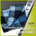 Modacrylic flame retardant woven throw airline blanket with jacquard logo travel blanket gift blanket